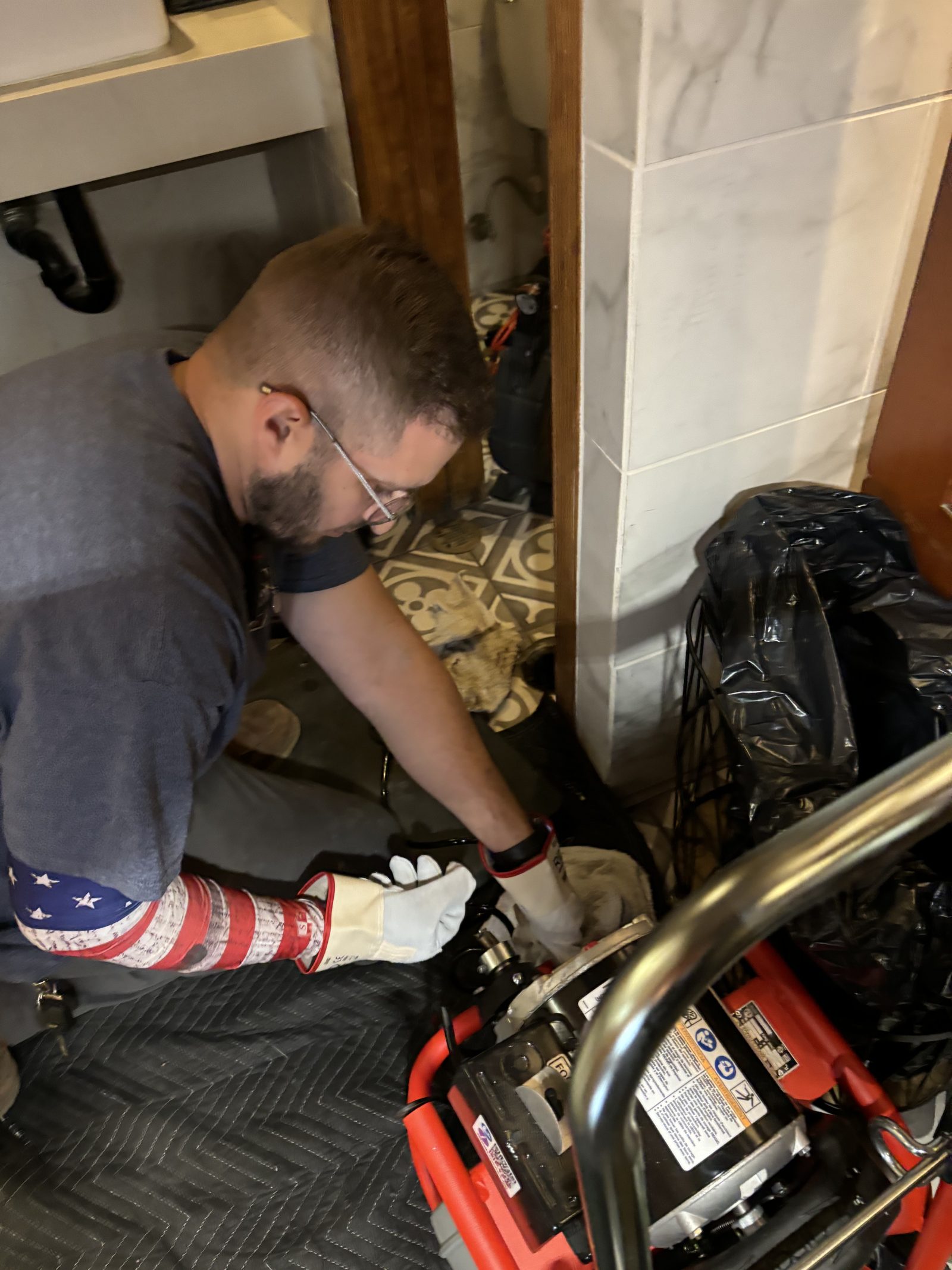 Luca Finizio operating drain cleaning machine Simi Valley